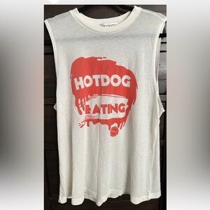 WILDFOX Tank HOTDOG EATING EXPERT Graphic sleeveless t shirt Small